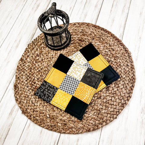 Black and Gold Quilted Coaster
