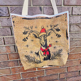 Christmas Reproduction Feed Sack Quilted Tote