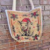 Christmas Reproduction Feed Sack Quilted Tote