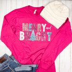 Merry and Bright Faux Glitter Long Sleeve