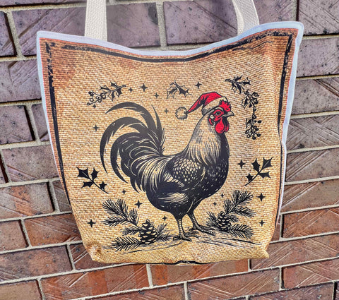 Christmas Reproduction Feed Sack Quilted Tote