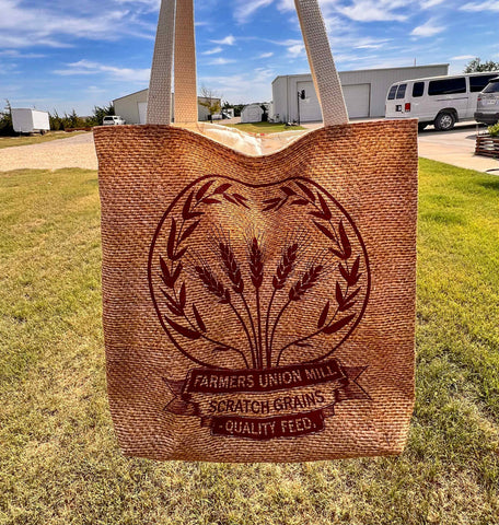 Faux Feed sack Quilted Tote