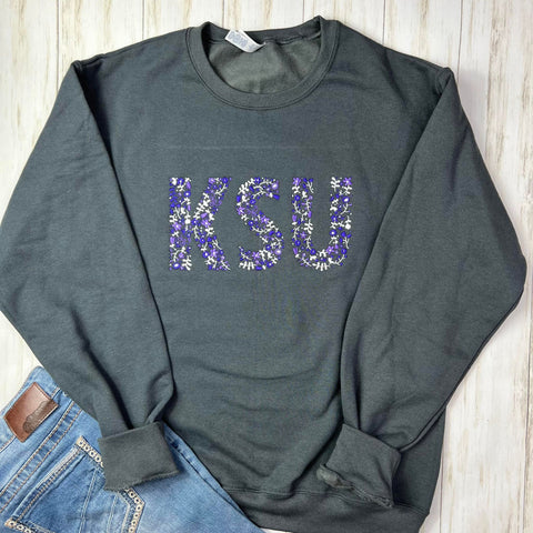 KSU Floral Embroidery Sweatshirt